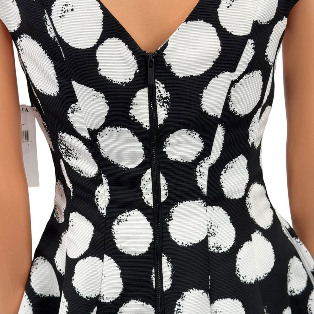 NWT Julia Jordan Black/White Polka Dot Fit & Flare Dress Double V-Neck Pockets 6 - Picture 11 of 16